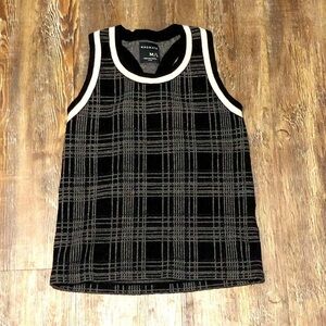 Nagnata Top Women's M/L Knit Check Plaid Cropped Tank Merino Wool Racerback